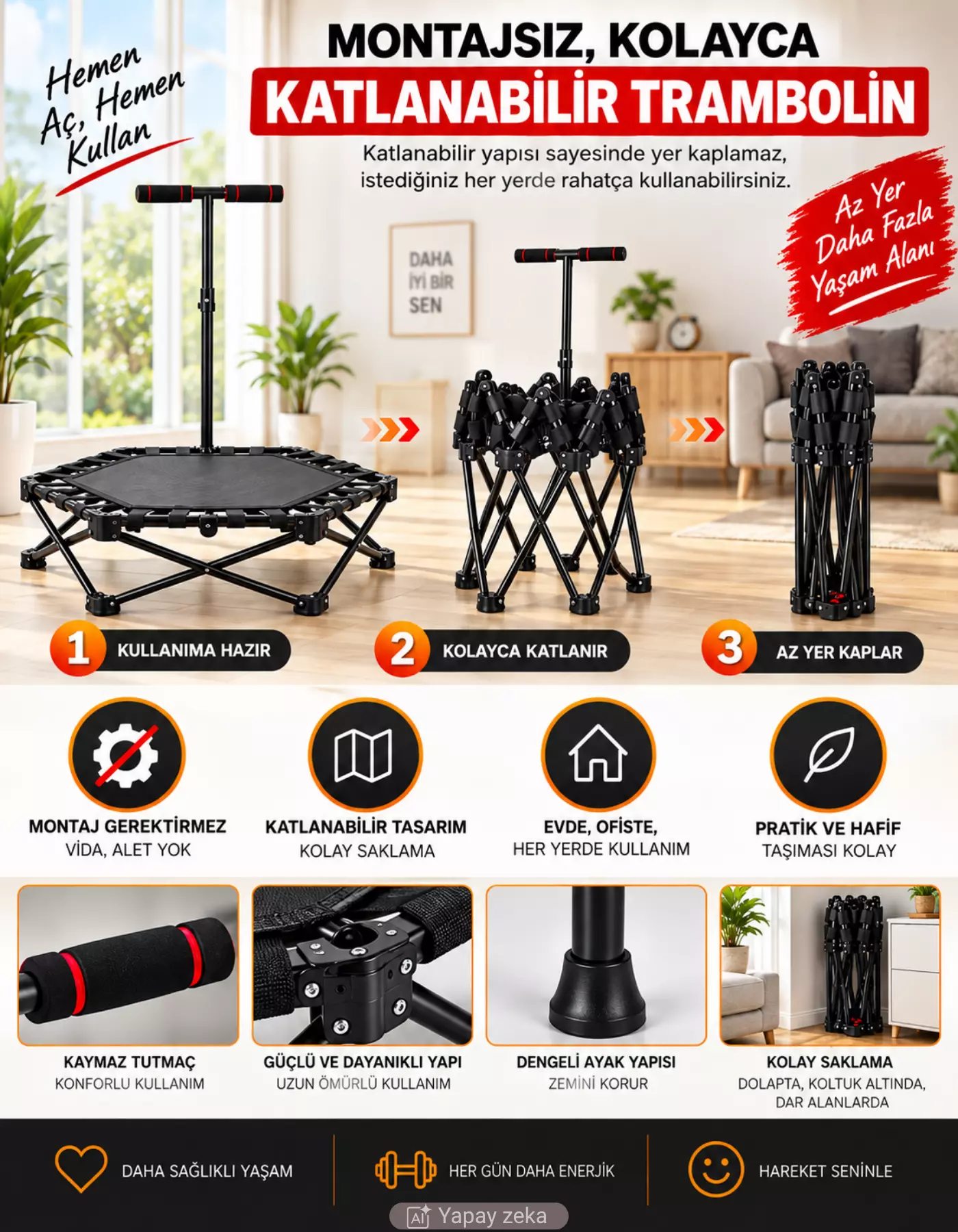 Yüksek Kaliteli Katlanabilir Trambolin 106cm Yetişkin Çocuk