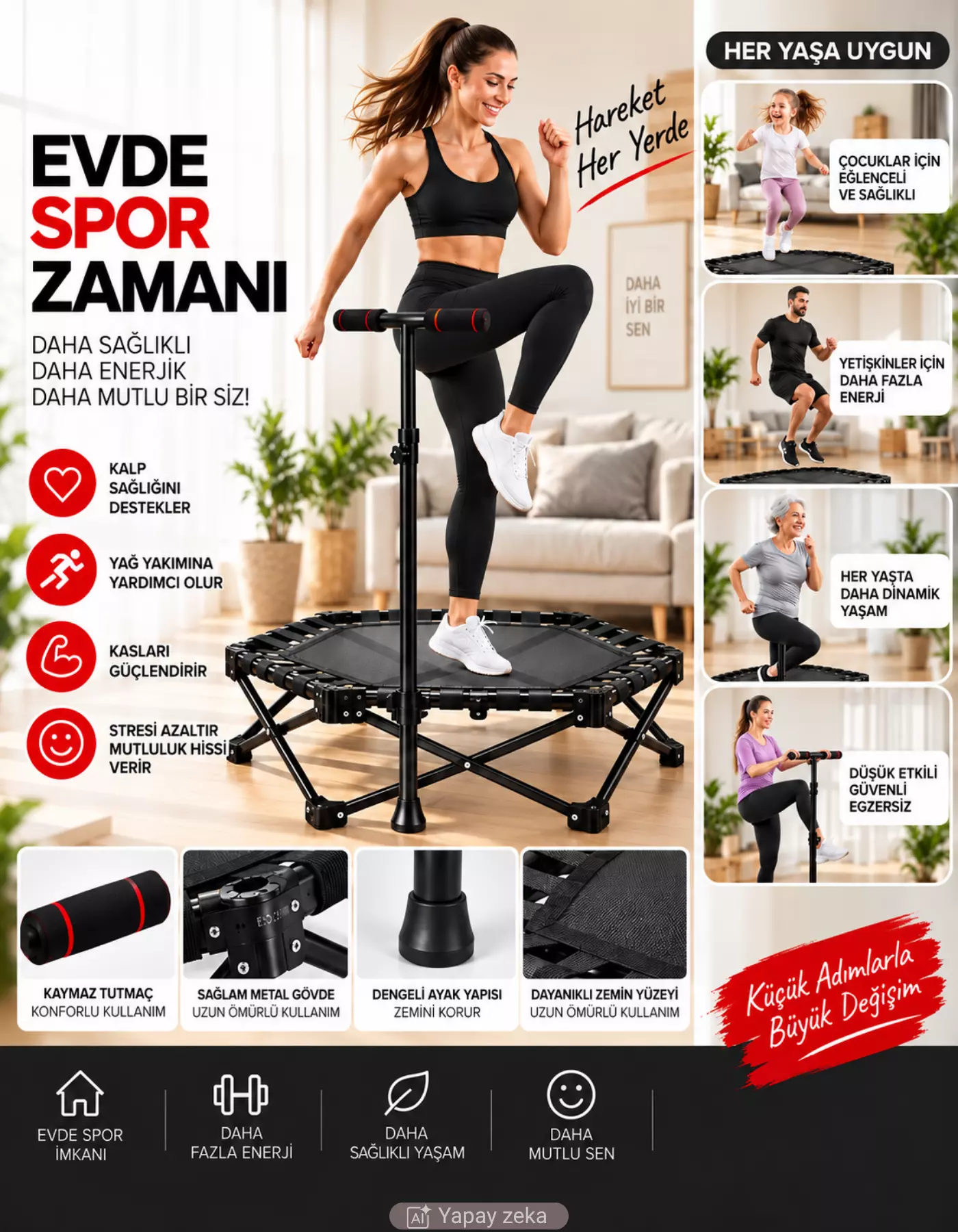 Yüksek Kaliteli Katlanabilir Trambolin 106cm Yetişkin Çocuk