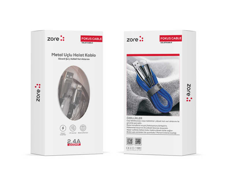 Zore Lightning Focus 2.4A Hızlı Şarj Usb Kablo