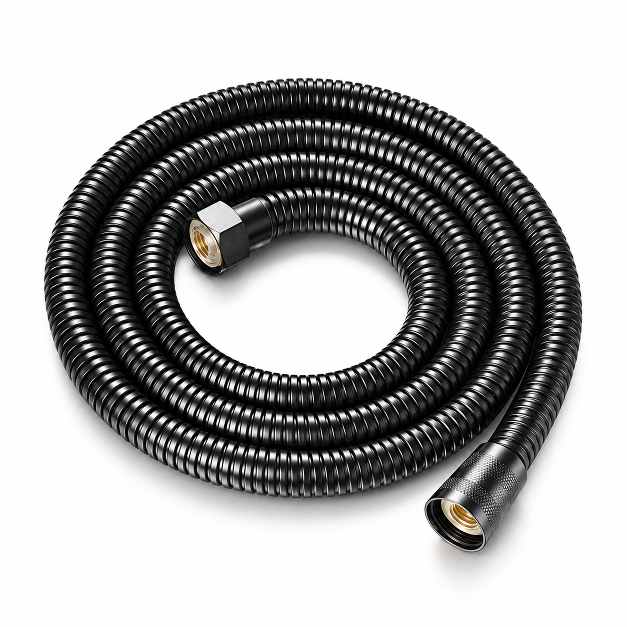 Siyah PVC Duş Hortumu – Pirinç Bağlantılı