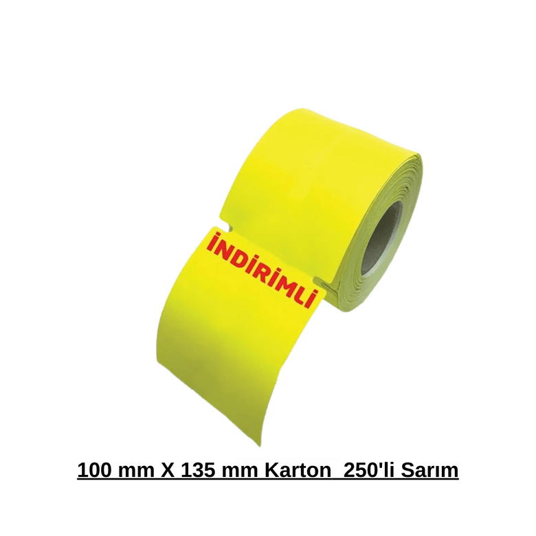 100 mm X 135 mm Karton Kampanya Sarı Etiket 250'li Sarım