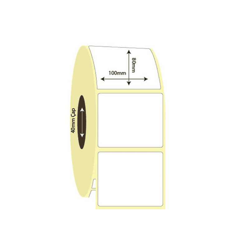 100mm X 80mm Tek Sıra Kuşe Etiket 500'lü Sarım