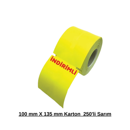100 mm X 135 mm Karton Kampanya Sarı Etiket 250'li Sarım