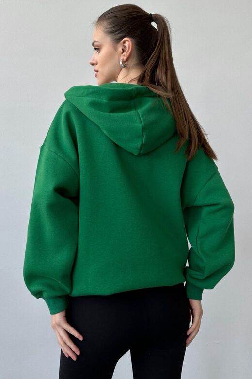 Üç İplik Şardonlu Oversize Kapüşonlu Sweatshirt