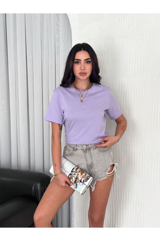 Oversize Bisiklet Yaka Basıc Sade T-Shirt