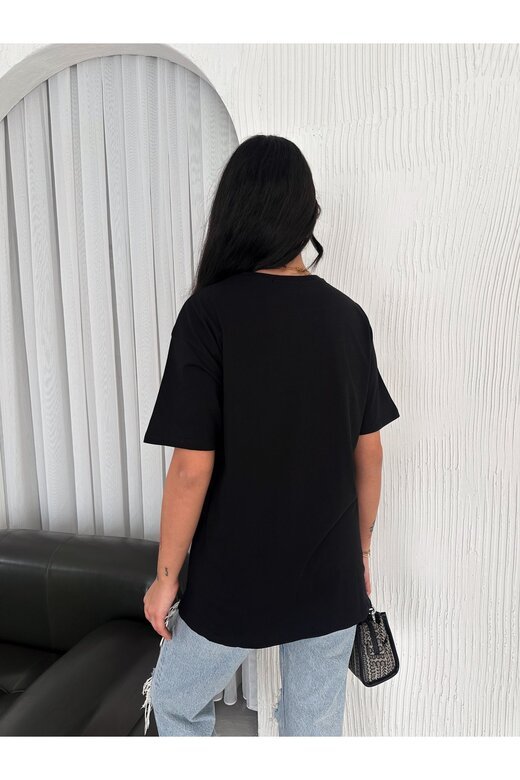 OVERSİZE BİSİKLET YAKA BASIC SADE T-SHİRT