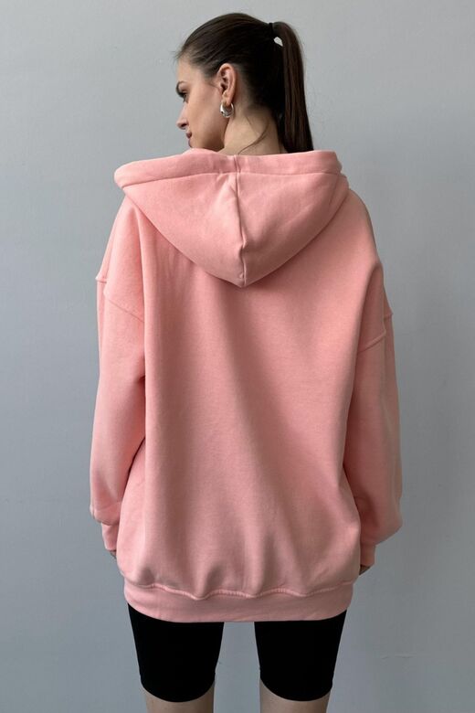 Üç İplik Şardonlu Oversize Kapüşonlu Sweatshirt