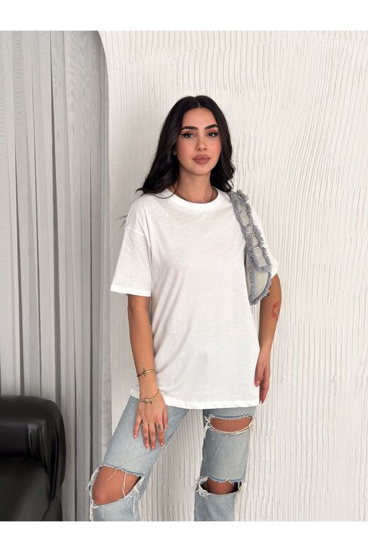 Oversize Bisiklet Yaka Basıc Sade T-Shirt