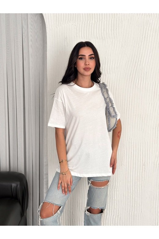 OVERSİZE BİSİKLET YAKA BASIC SADE T-SHİRT