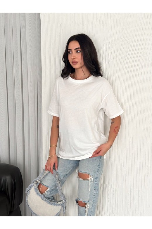 OVERSİZE BİSİKLET YAKA BASIC SADE T-SHİRT