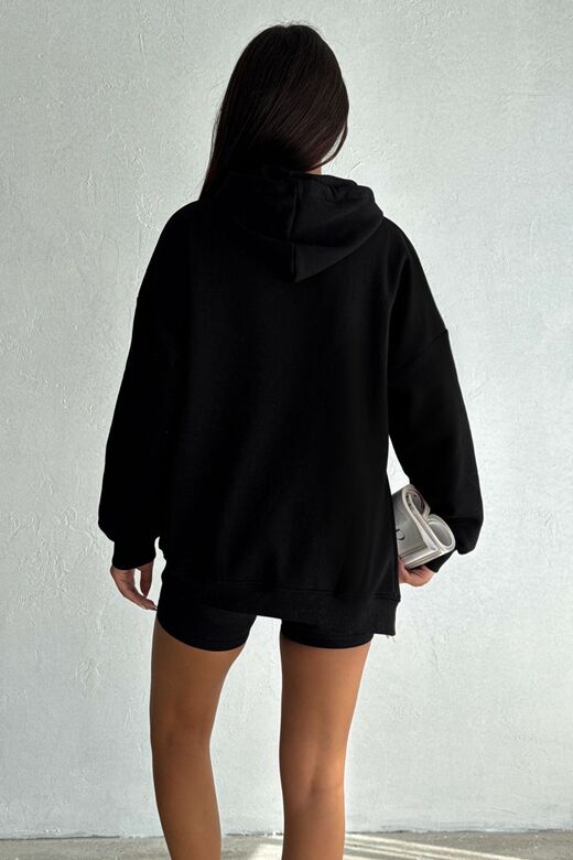 Yanı Fermuar Detaylı Forever Baskılı Sweatshirt