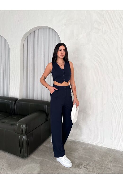 Yelek Pantolon Krep Takım