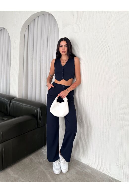 Yelek Pantolon Krep Takım