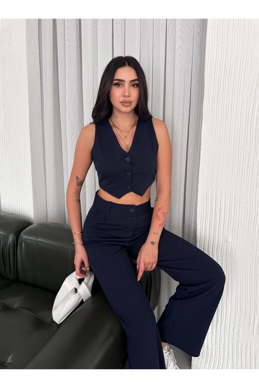 Yelek Pantolon Krep Takım