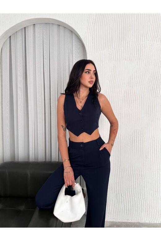 Yelek Pantolon Krep Takım