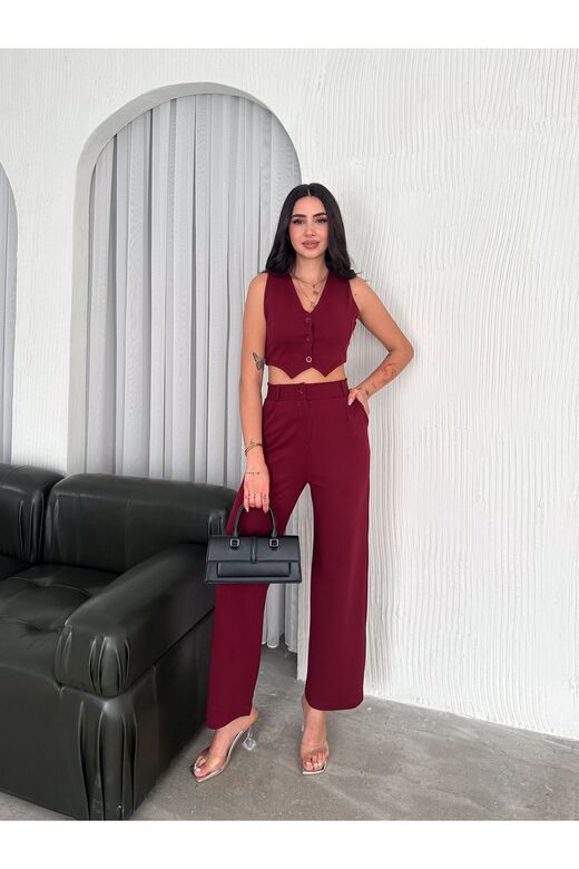 Yelek Pantolon Krep Takım