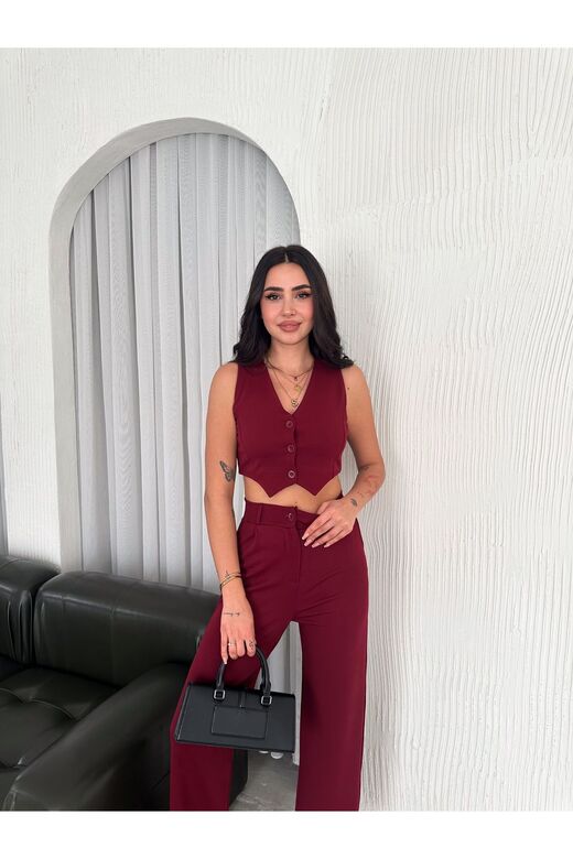 Yelek Pantolon Krep Takım