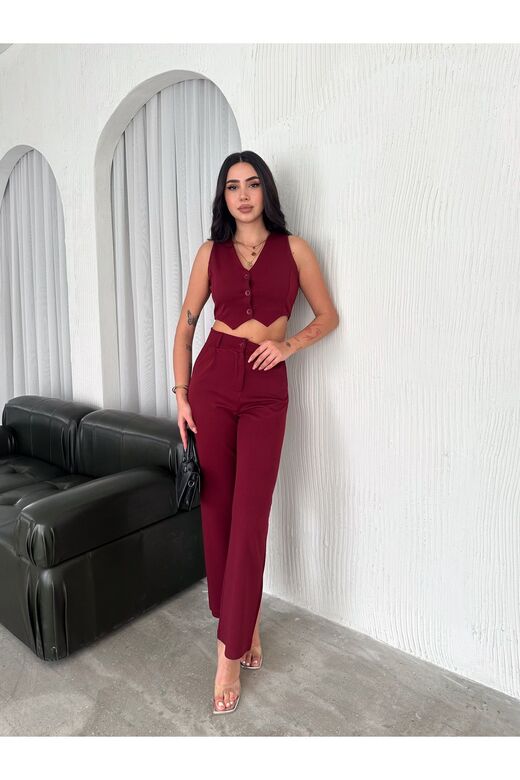 Yelek Pantolon Krep Takım