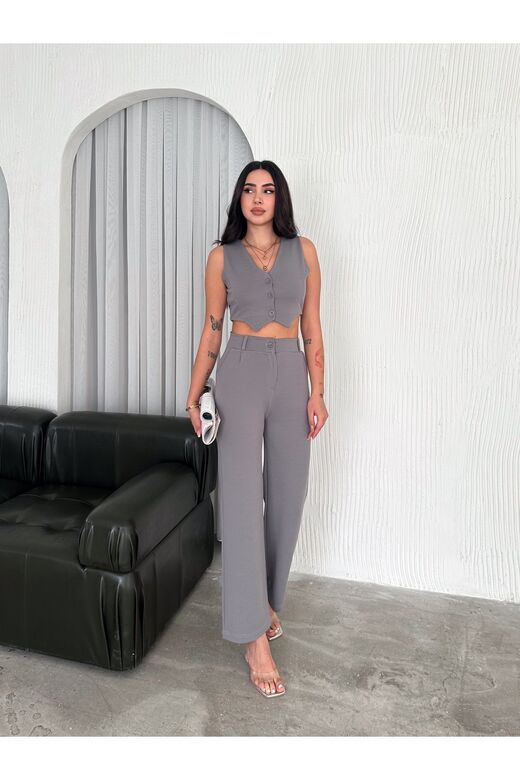 Yelek Pantolon Krep Takım