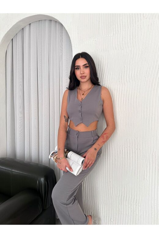 Yelek Pantolon Krep Takım