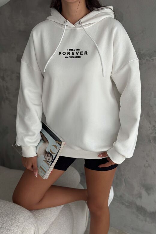 Yanı Fermuar Detaylı Forever Baskılı Sweatshirt