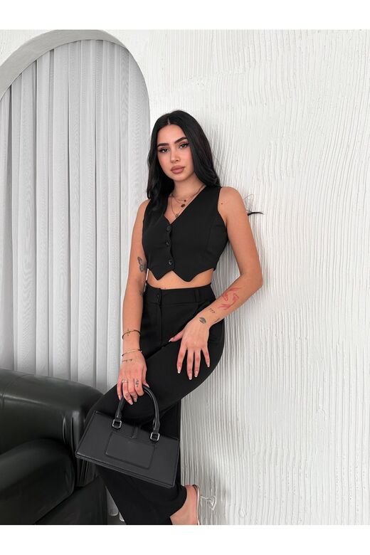 Yelek Pantolon Krep Takım