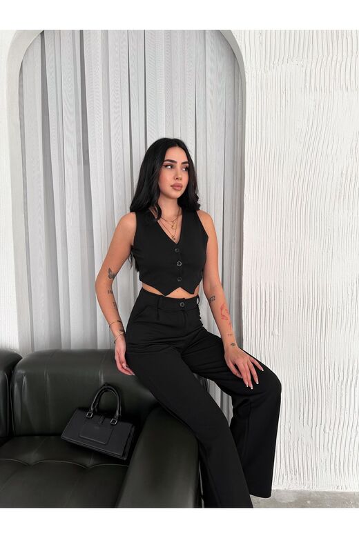 Yelek Pantolon Krep Takım