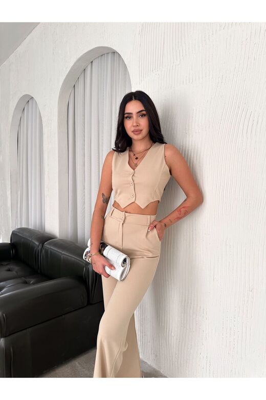Yelek Pantolon Krep Takım