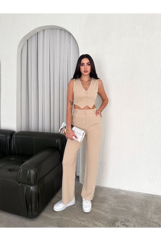 Yelek Pantolon Krep Takım