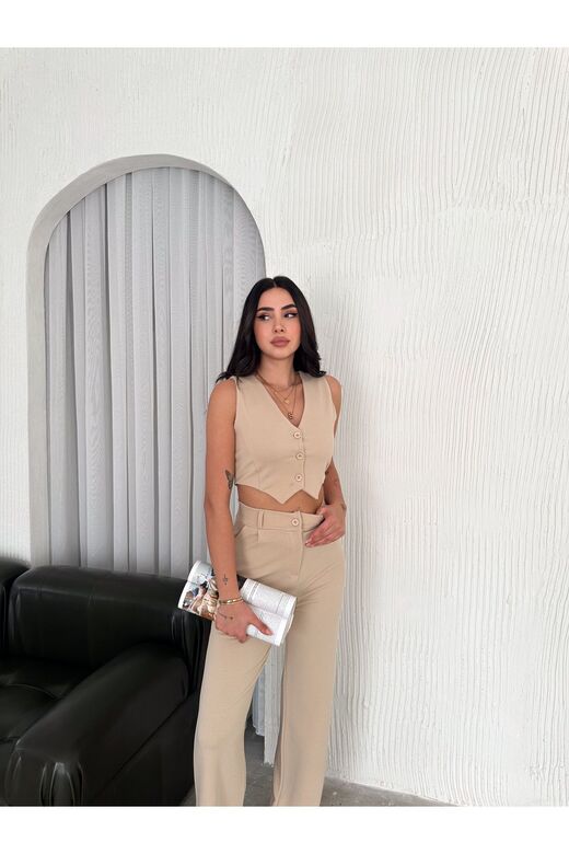 Yelek Pantolon Krep Takım