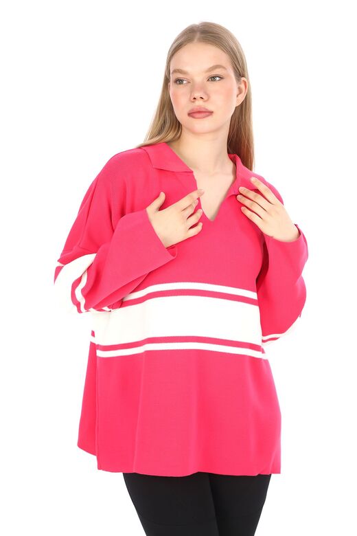 Garnili Triko Oversize  Polo V Yaka Kazak