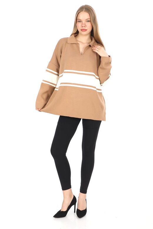 Garnili Triko Oversize  Polo V Yaka Kazak