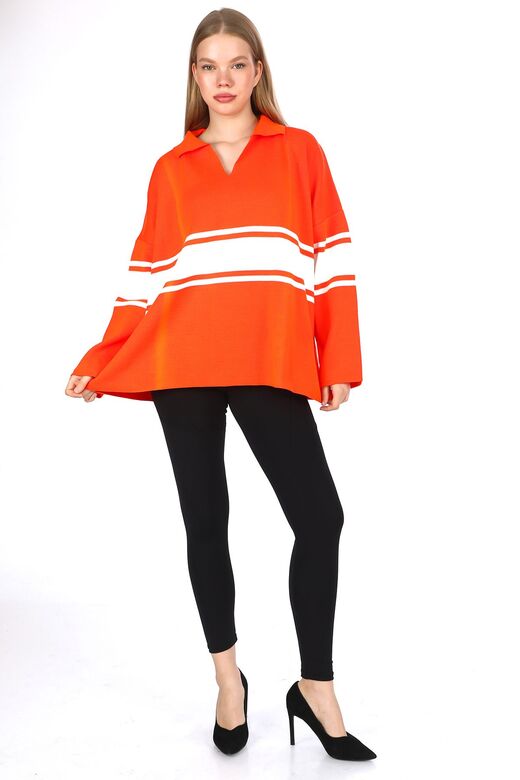 Garnili Triko Oversize  Polo V Yaka Kazak