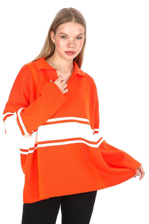 Garnili Triko Oversize  Polo V Yaka Kazak