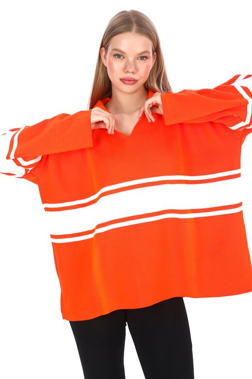 Garnili Triko Oversize  Polo V Yaka Kazak