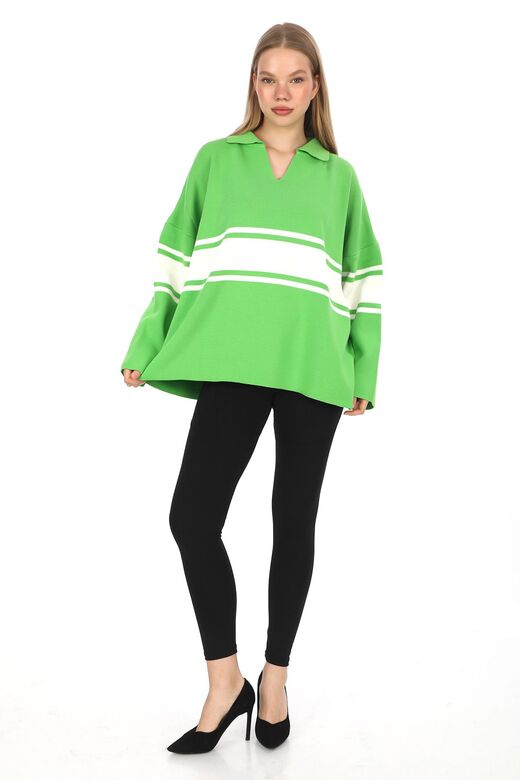 Garnili Triko Oversize  Polo V Yaka Kazak