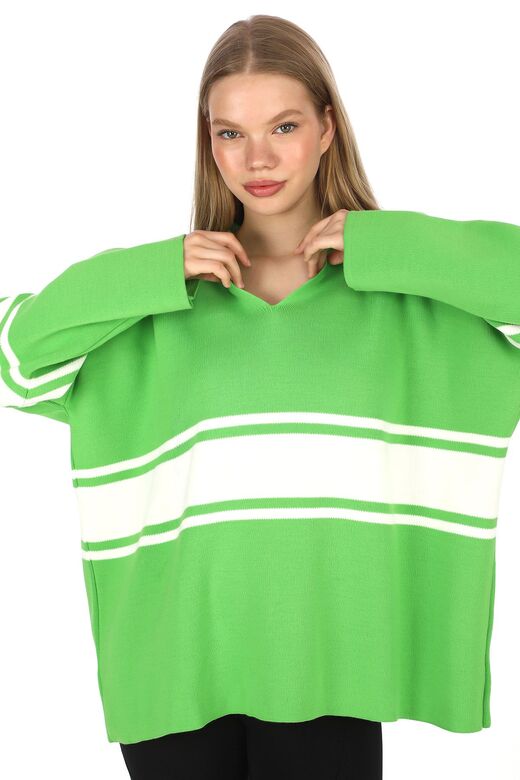 Garnili Triko Oversize  Polo V Yaka Kazak