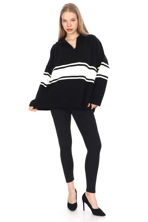 Garnili Triko Oversize  Polo V Yaka Kazak