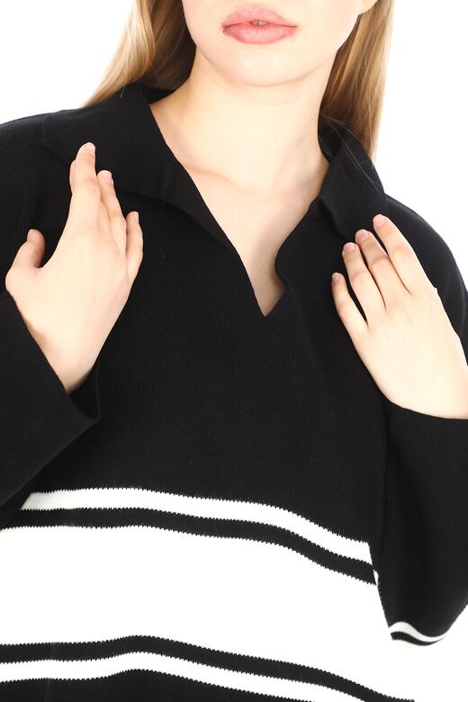 Garnili Triko Oversize  Polo V Yaka Kazak