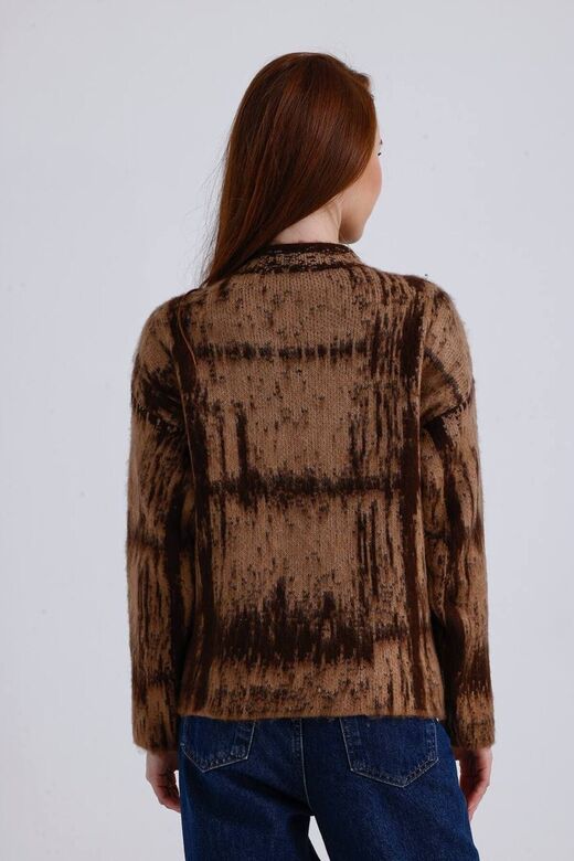 Ekose Desen Hakim Yaka Oversize Triko Kazak