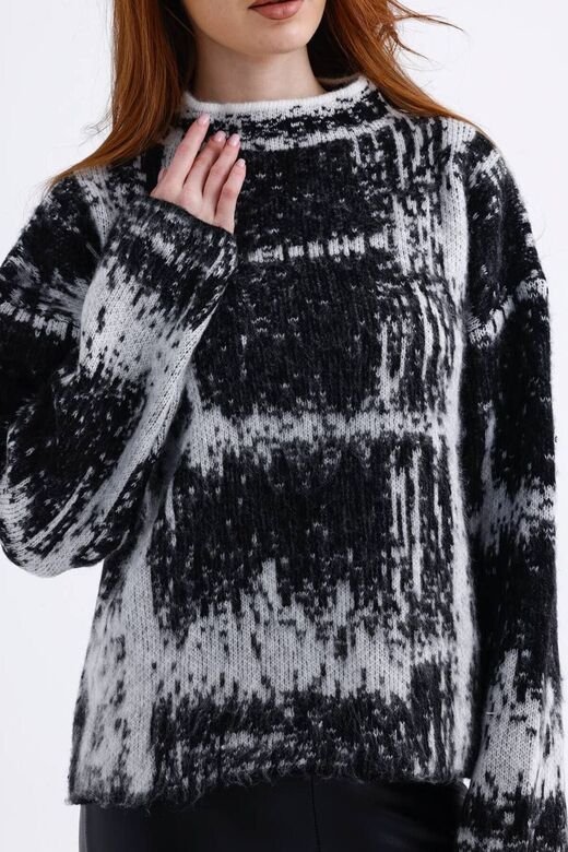 Ekose Desen Hakim Yaka Oversize Triko Kazak