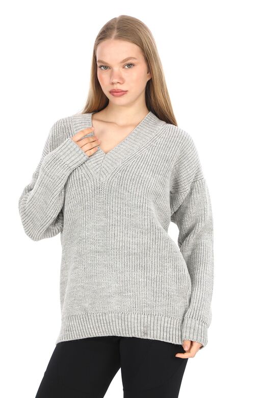 Oversize Triko V Yaka Kazak
