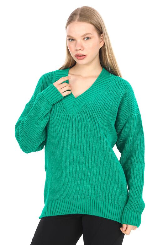 Oversize Triko V Yaka Kazak
