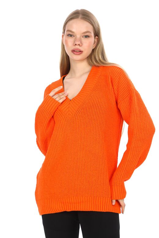 Oversize Triko V Yaka Kazak