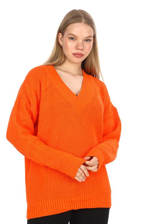 Oversize Triko V Yaka Kazak