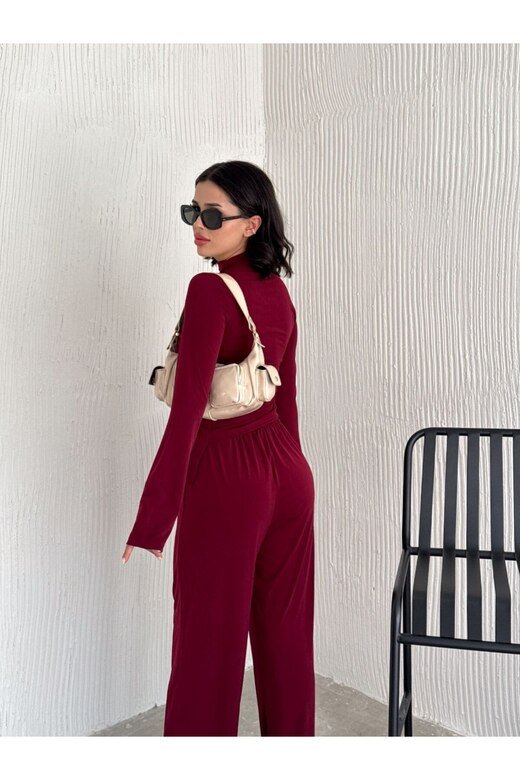 SANDY KUMAŞ KÖRÜKLÜ BLUZ PANTOLON İKİLİ TAKIM