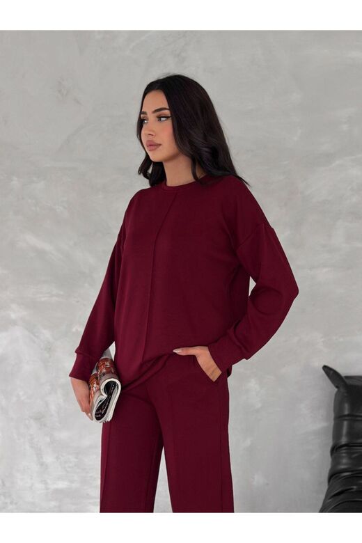 Ters Dikiş Detaylı Modal Kumaş Geniş Paça Eşofman Takım