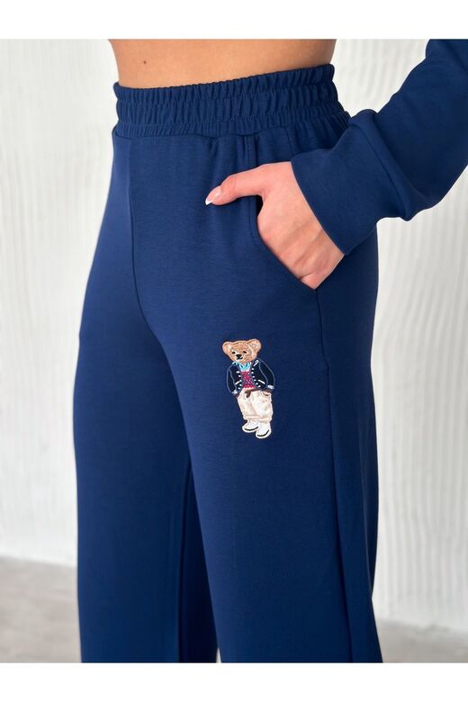 Teddy Nakışlı Modal Fgeniş Paça Eşofman Takım