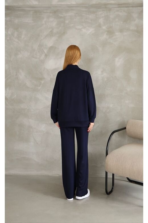 Oversize Fermuarlı Çıma Detaylı  Geniş Paça Modal Kumaş Eşofman Takım