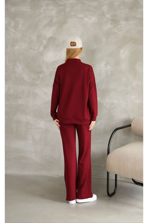 Oversize Fermuarlı Çıma Detaylı  Geniş Paça Modal Kumaş Eşofman Takım